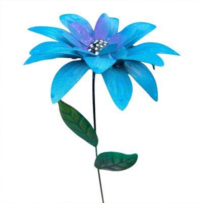 Artificial Metal Flowers Outdoor Decor Stake Yard Art Decoration Garden Metal Plant Flowers Stick Spring Patio Decor
