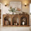 Console de 70,9 po, table d'entrée en bois avec 3 tablettes de rangement arquées pour le vestibule, le couloir et le salon-129767936