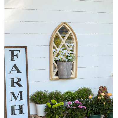 French Retro Pastoral Fake Window Mirror Shape Wall Decor