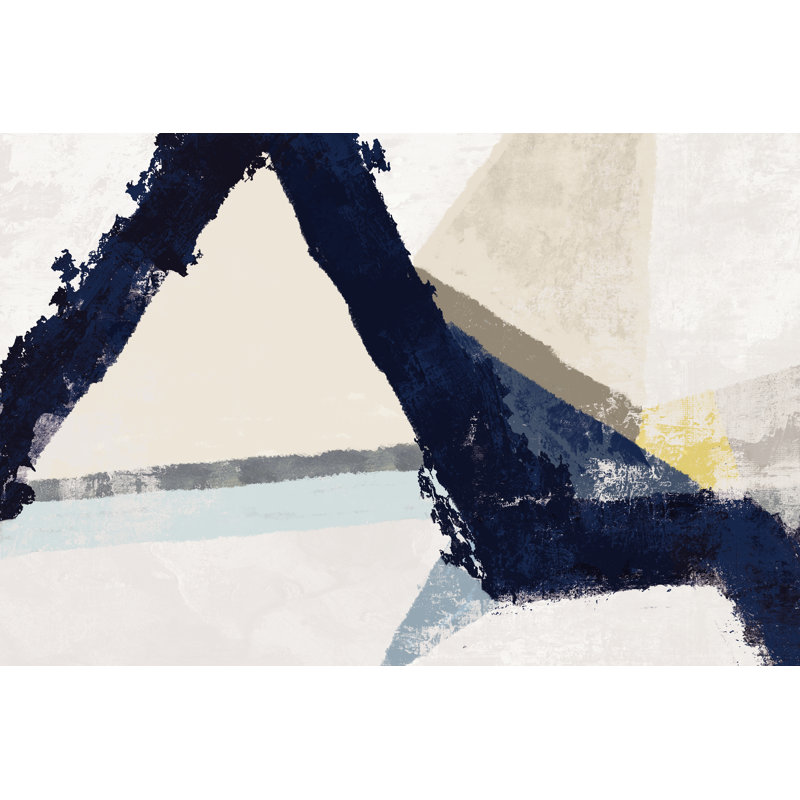 Navy Geo Abstract Painting - Wrapped Canvas Art Prints, 30cm H x 46cm W x 3.8cm D