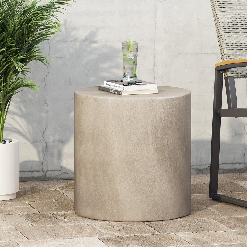 Outdoor Lightweight Concrete Side Table,Light Gray_70886.00