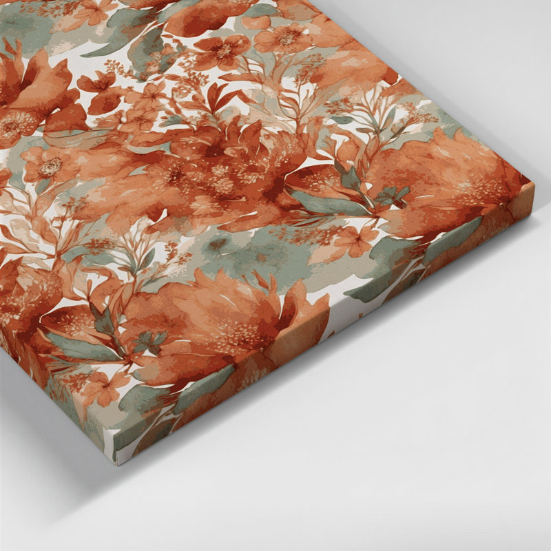 "Watercolor Floral 96", art mural sur toile brune, H 8 po x l 10 po