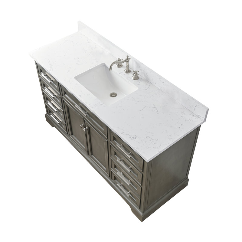 Thompson 60" W Single Bathroom Vanity, Silver Gray/Brushed Nickel