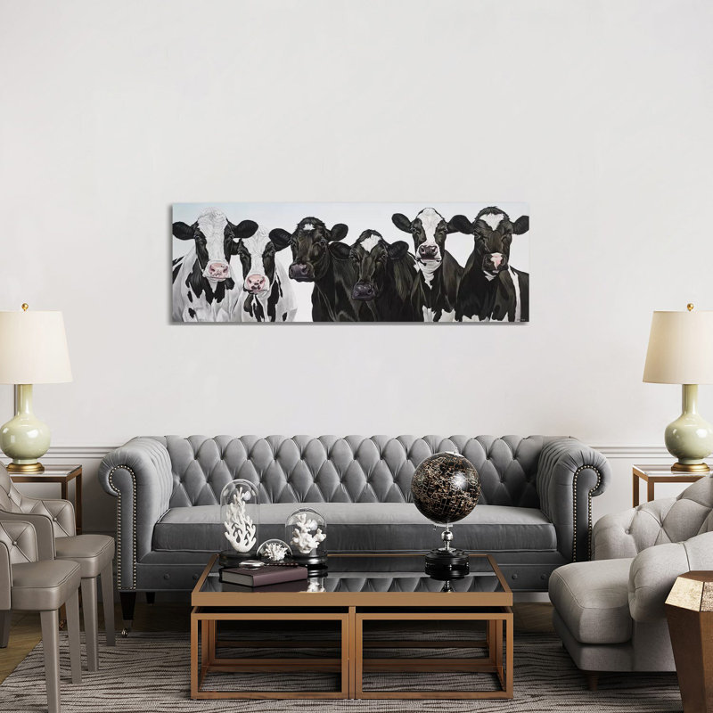 Herd of Cows 1 Piece Panoramic Wall Art on Canvas, 152.4 cm H x 50.8 cm W x 1.91 cm D, No Frame