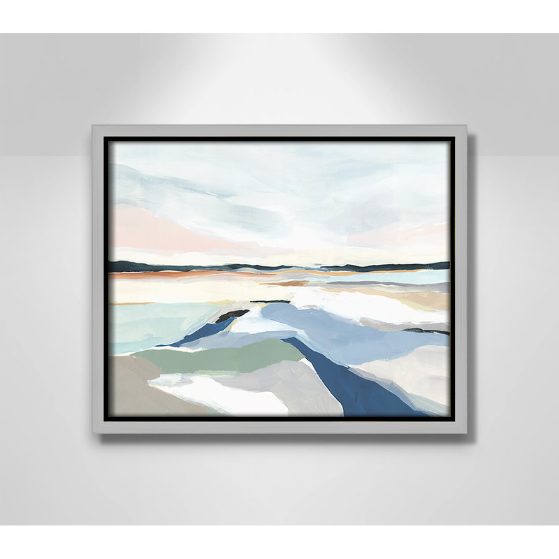 Seaside Day I - Floater Frame, reproduction d'art sur toile, H 9,5 po x l 11,5 po x P 2 po, Argent
