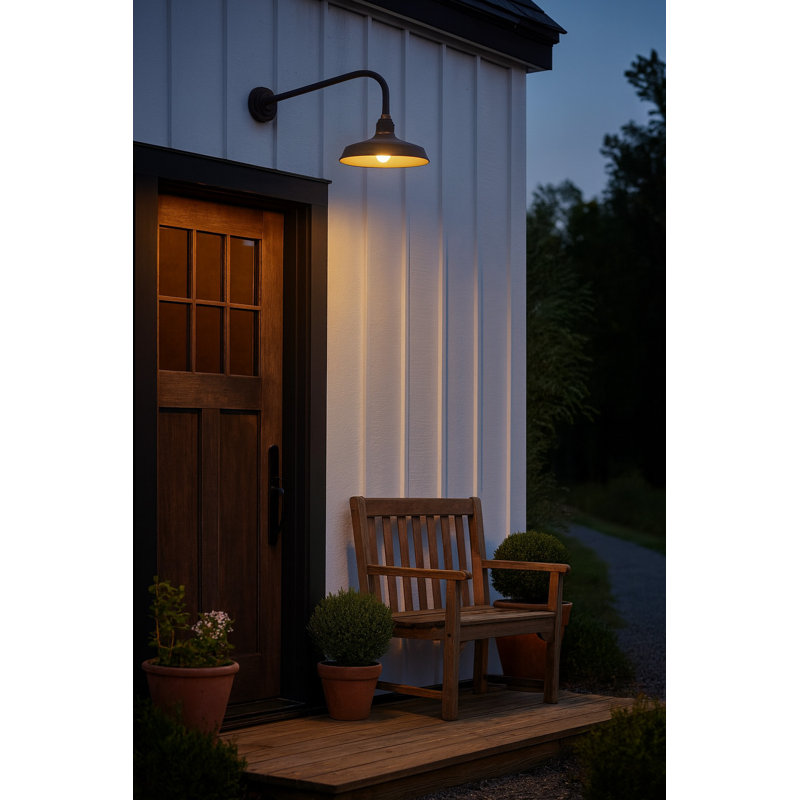 Foundry Classic Aluminum Straight Arm Outdoor Barn Light, 16" H x 12" W x 23.75" D, Textured Black
