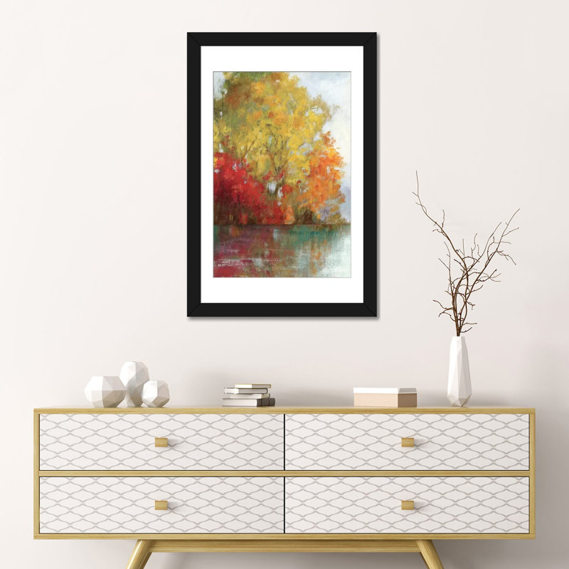 «Forest Reflection II», reproduction sur toile, Papier d'art encadré noir, Blanc, H 32 po x l 24 po x P 1 po