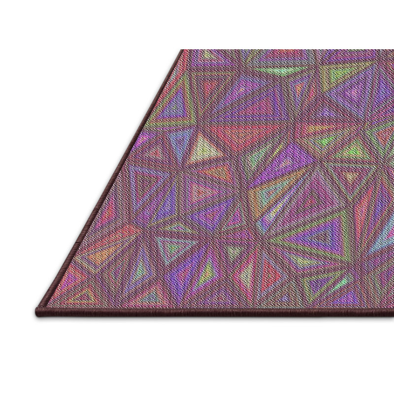 Tapis décoratif rose à motif géométrique Schiff, Rectangle 5 pi x 7 pi