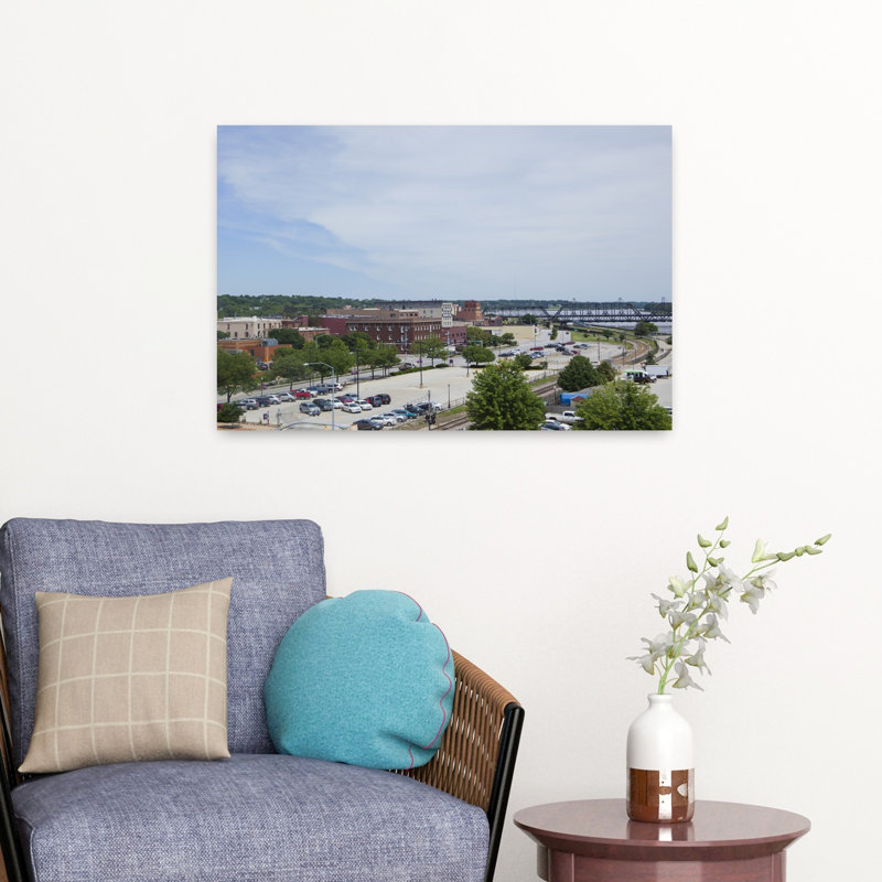 Aerial view of cars in parking area Davenport Scott County Iowa USA 1 Piece Wrapped Canvas Wall Art, 40.64 cm H x 60.96 cm W