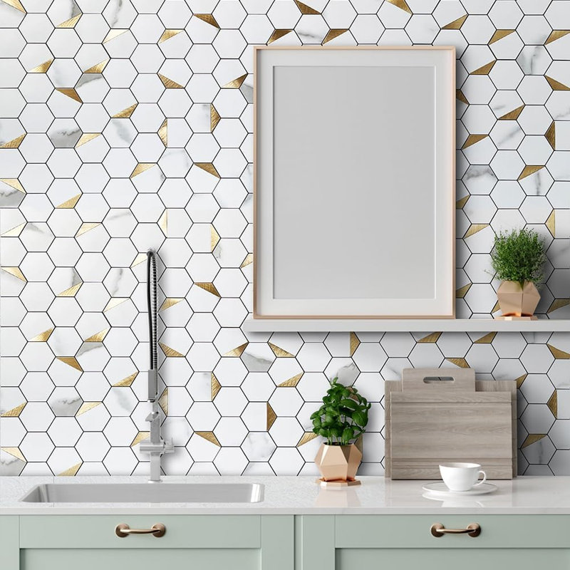 10-Sheet Hexagon Tile Peel and Stick Backsplash