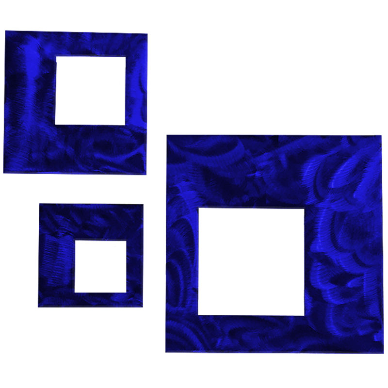Meyerdirk Art Contemporary Geometric Steel Wall Art Set - Candy Blue, Candy Blue