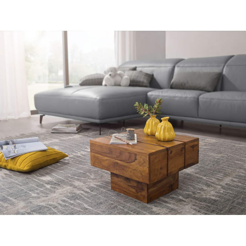Sira Solid Wood Pedestal End Table, Sheesham