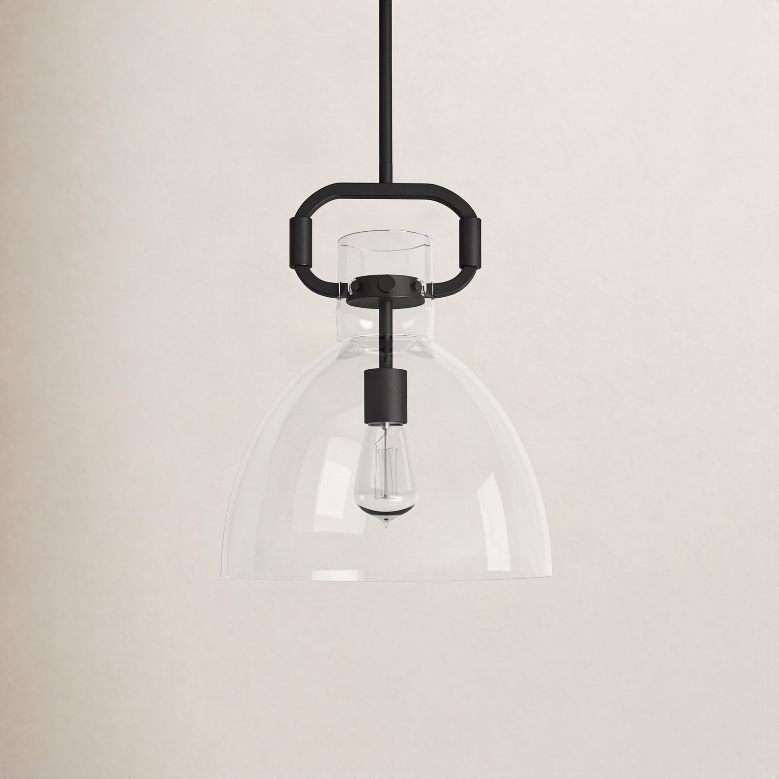 Shay Dimmable Dome Single Light Pendant, Matte Black