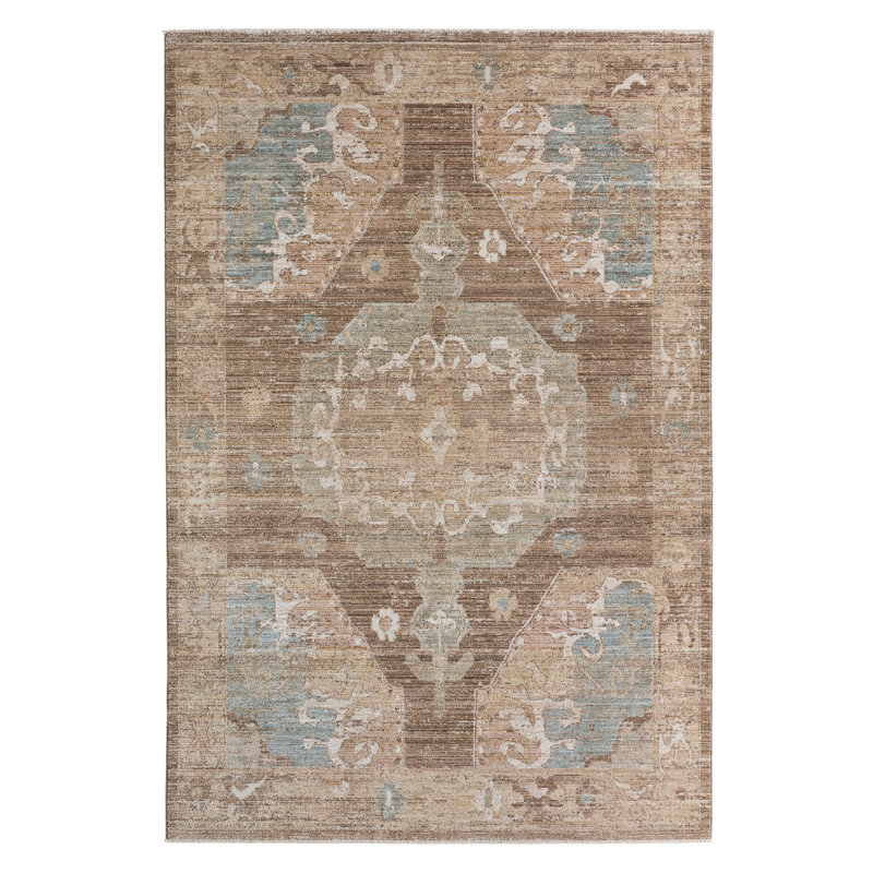 Tapis Theron EBS04 Medallion brun/multicolore (2,39 m x 3,05 m), Rectangle 10 pi x 7 pi 10 po