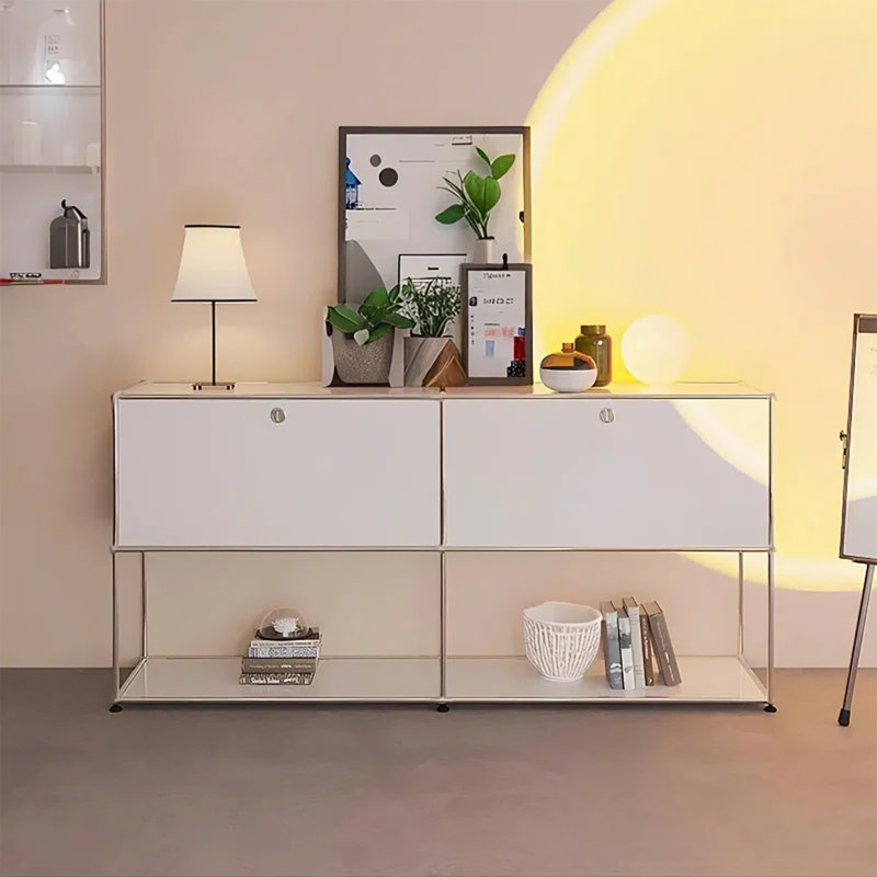 Modern Metal Office Storage Cabinets with Adjustable Shelves and Doors, Versatile Free-Standing Organizer for Home Office Décor