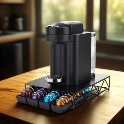 Nespresso Vertuo Pod Organizer With 4 Drawers, Coffee Station Accessory Holds 28 Large Or 40 Small Vertuoline Capsules, Modular Design With Non-Slip Base