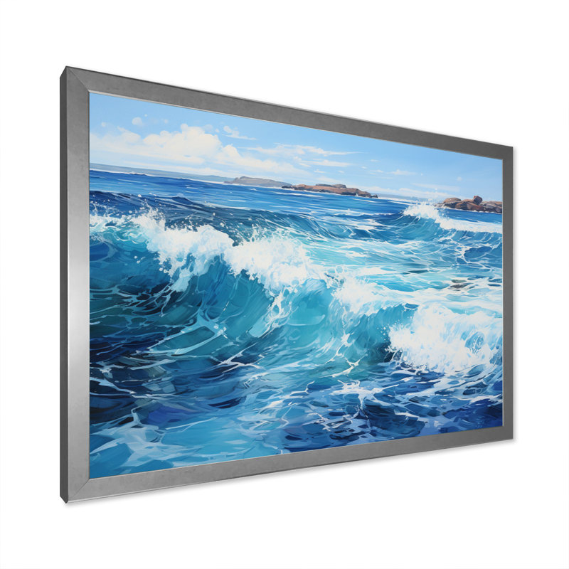 " Ocean Sapphire Infinity IV ", 24" H x 32" W x 1" D, Silver Single Picture Framed
