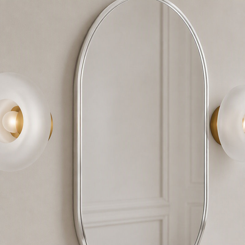 Miroir ovale en métal argenté 20 po x 33 po
