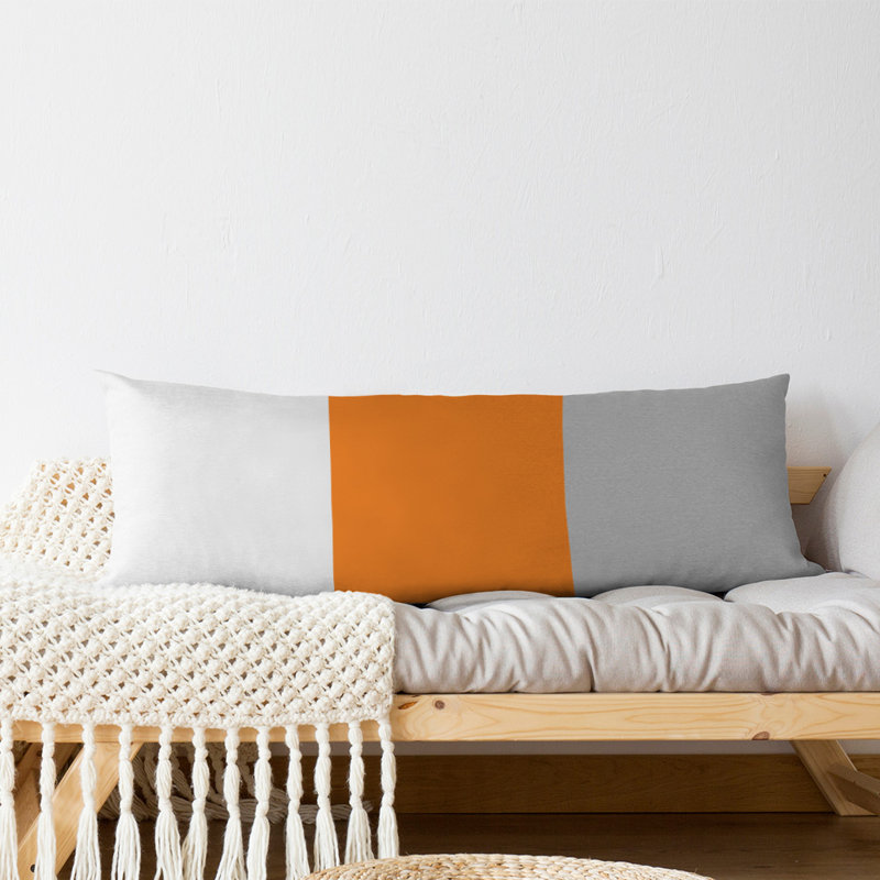 Abel Polyester Medium Pillow, Orange Middle/Silver
