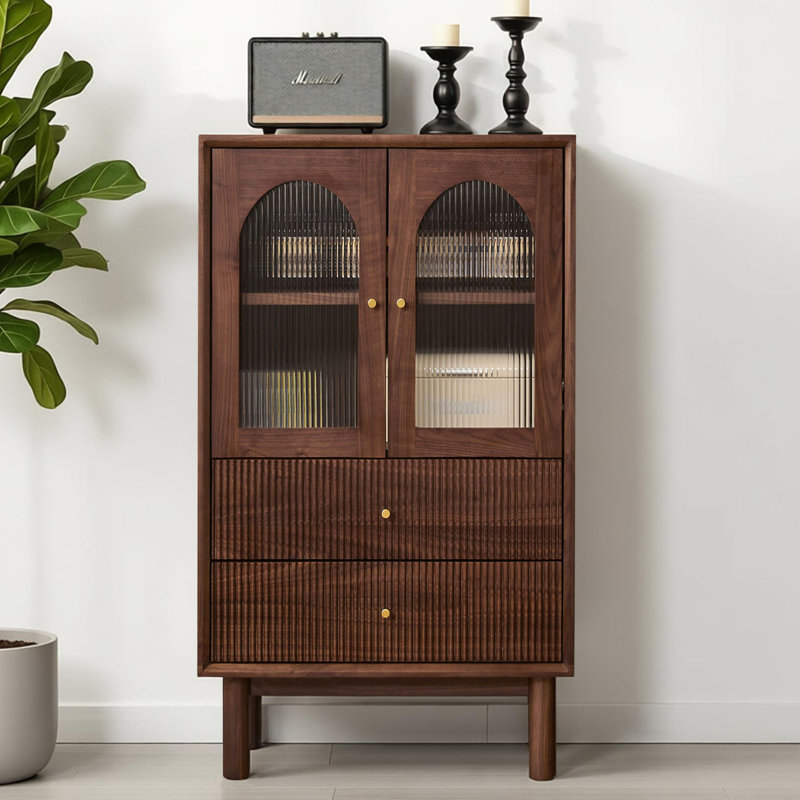 Commode de rangement rétro en noyer noir, 43.31 cm H x 23.62 cm W x 15.74 cm D