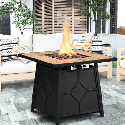 Table de foyer d'extérieur au propane à allumage automatique de 28 pouces, 40 000 po, brun, + fer, cadre en métal pour l'extérieur, facile à nettoyer, article de décoration