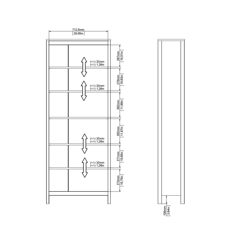 Ensemble de bibliothèques standard H 78,35 "x l 30,73" Madrid, blanc Madrid, White