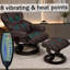 Fauteuil inclinable de massage à 8 points avec repose-pieds, fauteuil inclinable chauffant en cuir pour chat, base en bois cintré, fauteuil télé d'intérieur avec repose-pieds pour le salon et la chambre à coucher, brun