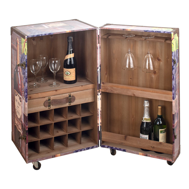 Denyel Cabinet/Enclosed Storage Wine Bottle Rack Brown