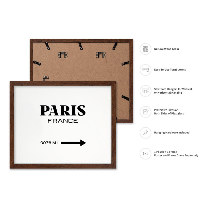 Signe de Paris, France, H 24 po x l 32 po, Affiche, Encadrement brun