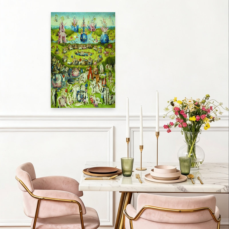 Full Central Panel From The Garden Of Earthly Delights Classic Surreal Wildlife Wall Art Print by Hieronymus Bosch - Wrapped Canvas Print