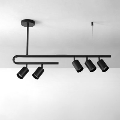 32" 5-Light Matte Black Track Lighting with Pivoting Track Heads