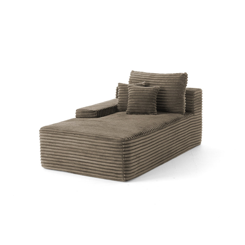 Upholstered Chaise Lounge, Light Brown