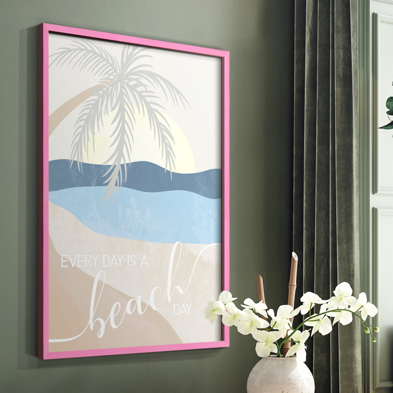 Beach Day Framed Print - Solid Wood, Black, 28" H x 22" W