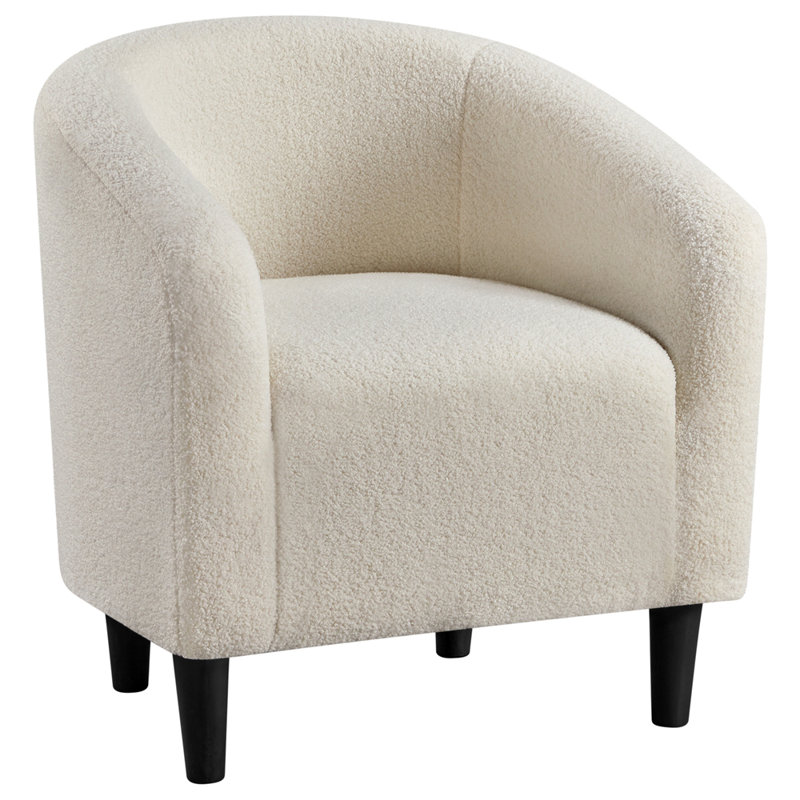 Boucle Club Chair Combining Contemporary and Traditional Design, Beige