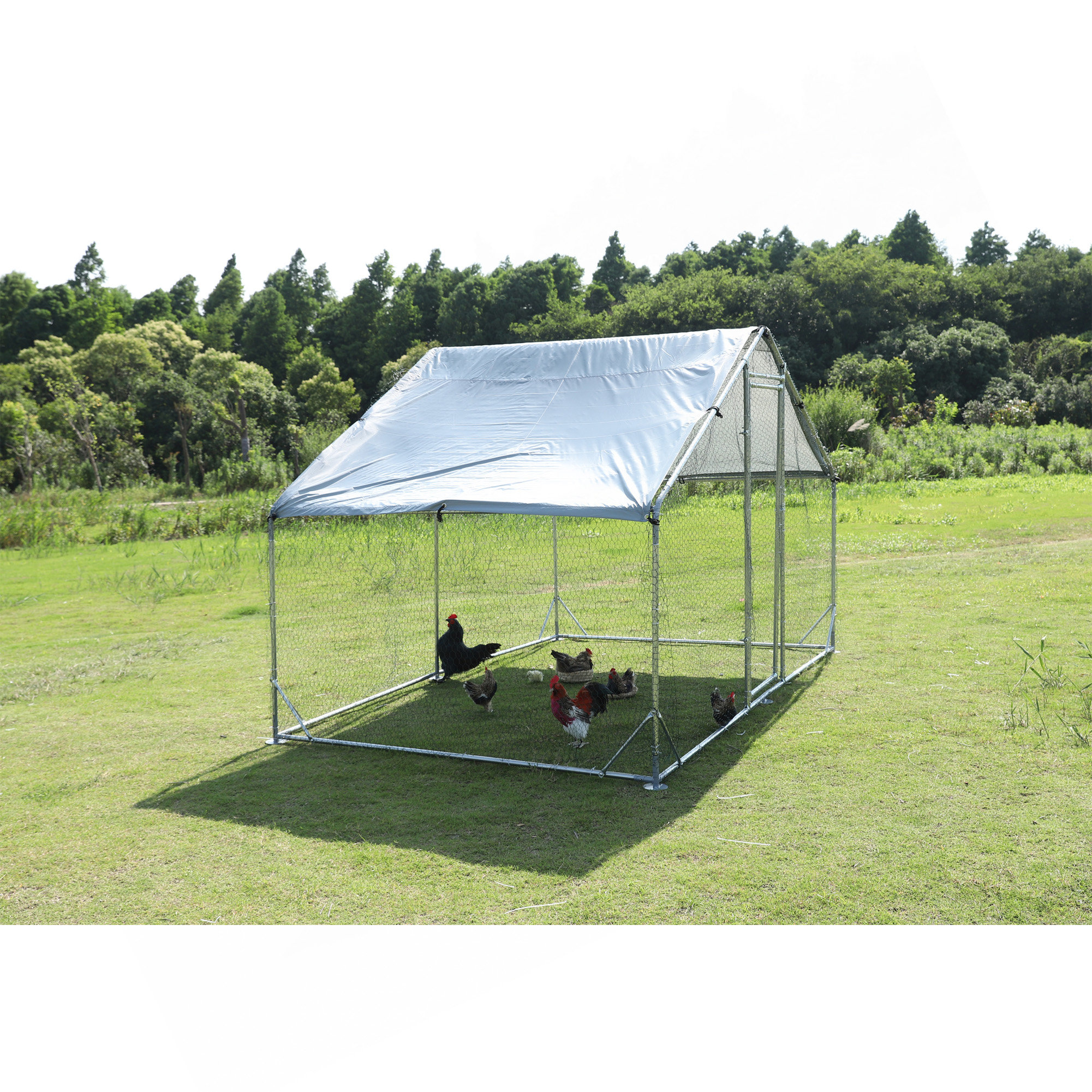 Steel Net Room LIYU One Rooms Big Size Metal Chicken Coop Upgrade Three Support Steel ...