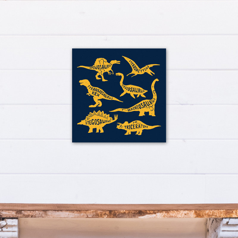 Art sur toile dino names Amapola, H 16 po x l 16 po x P 1,25 po, Bleu marine et jaune