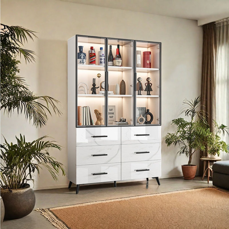 Norik, (3 Shelves) 70.87"H x 35.43"W x 15.75"D, Black/White