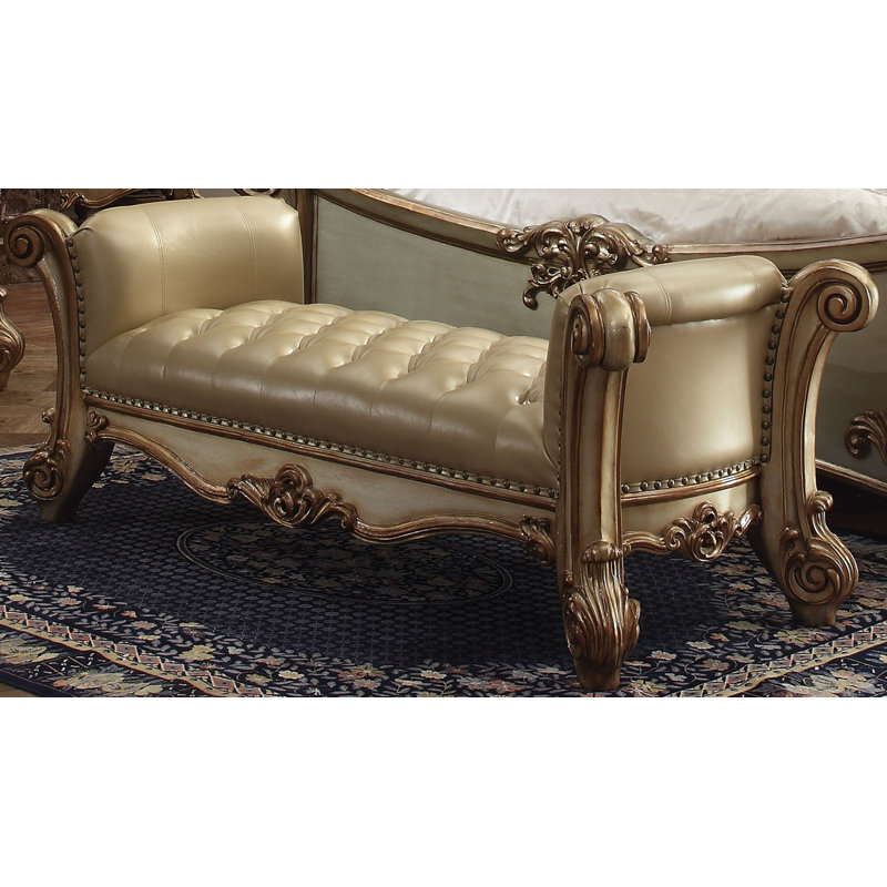 Banc rembourré Koios, Taupe / or