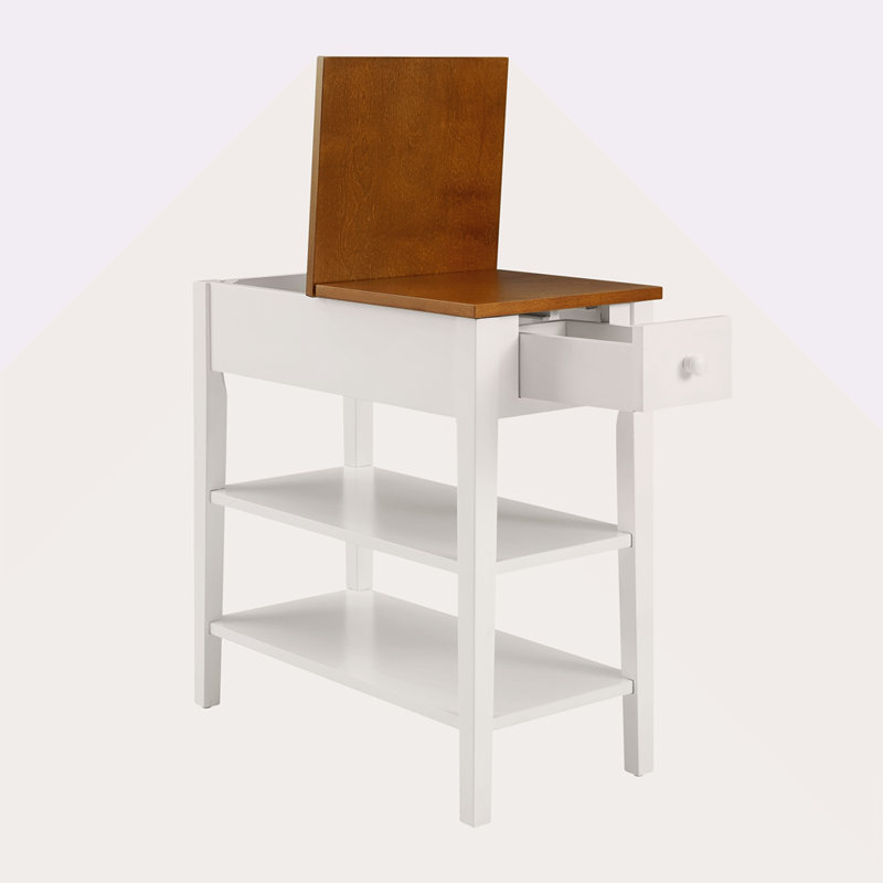 Table de bout étroite à 2 tons avec ports de charge USB pour petits espaces, pieds de table, l 11,8 po x P 24 po x H 24,2 po