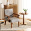 Fauteuil d'appoint et table d'appoint en tissu gris avec accoudoirs modernes Grand