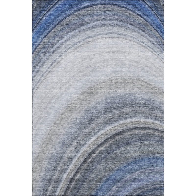 Premium Machine Washable Cerrito AMF584 Blue Rug, Rectangle 5' x 7'6"