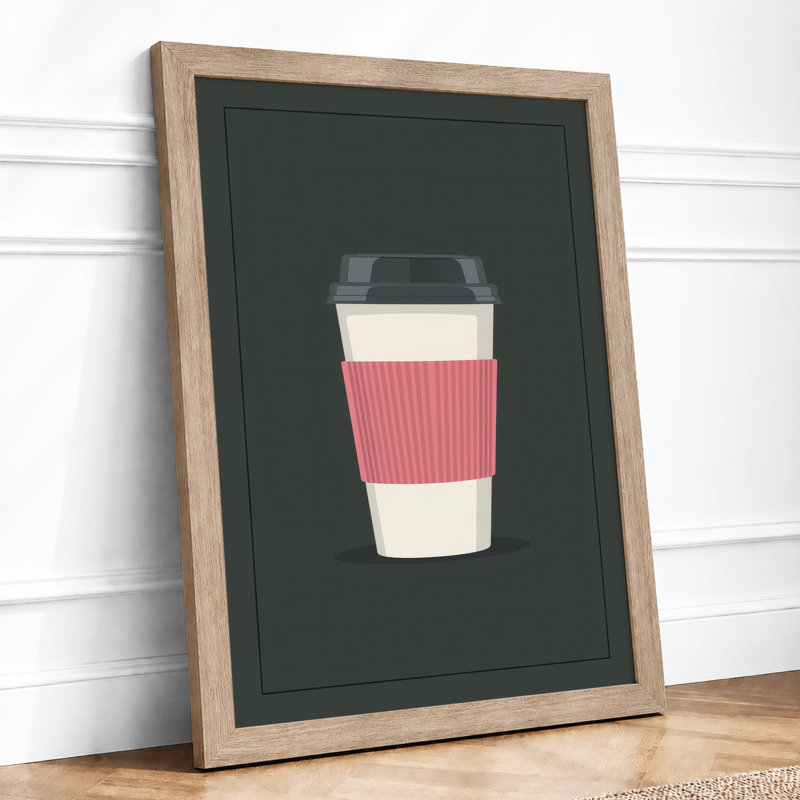 Coffee Cup Minimal Minimalist - Print, A1 - 84.1 x 59.4 cm, Oak