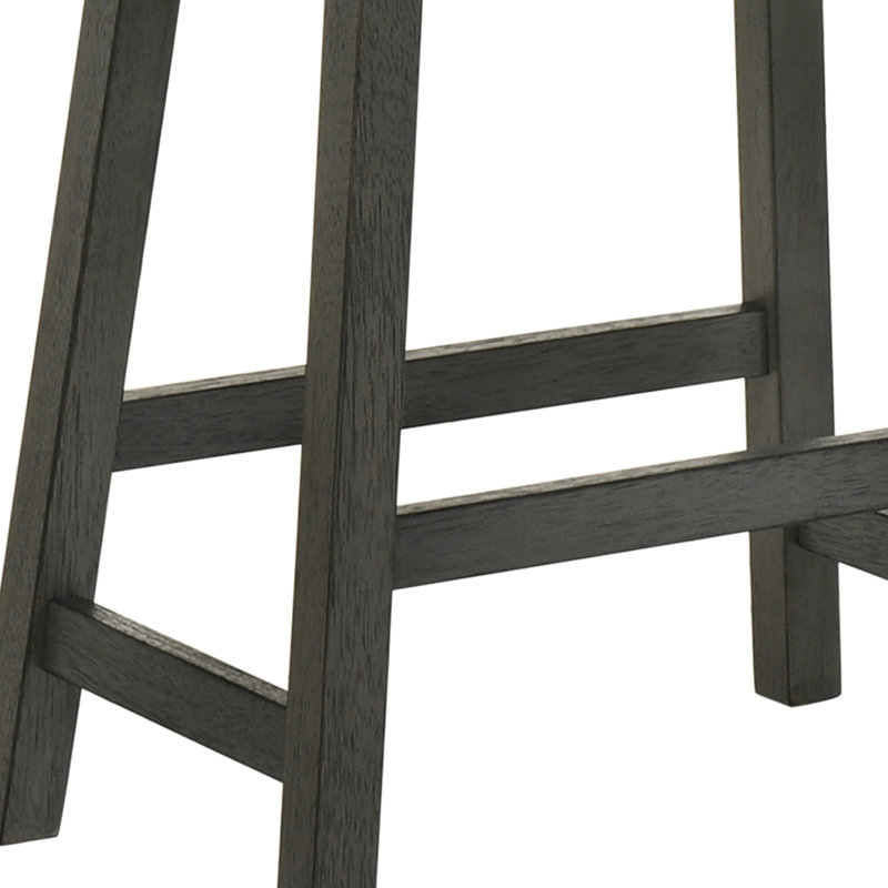 Ensemble de 2 tabourets de comptoir rustiques, tabourets de bar de ferme en bois sans dossier de 25 pouces avec siège en similicuir, finition patinée, conception peu encombrante