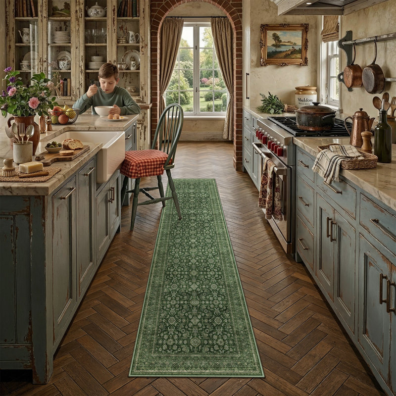 Oriental and Vintage Look Washable Area Rug, Rectangle 160 x 230 cm