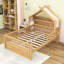 Lit en forme de maison de rêve avec structure de style toit et tablette de rangement-312608912-312608914