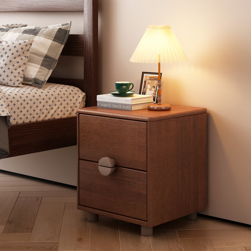  Commode 2 tiroirs en bois massif, Naturel
