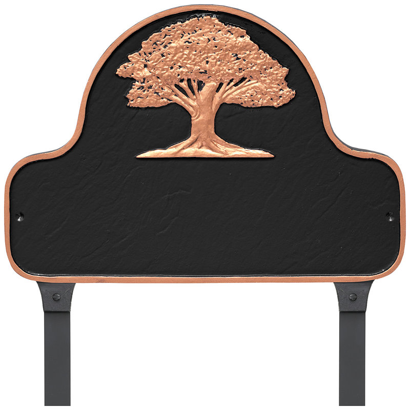 1-Line Lawn Address Sign, Black/Copper, Yes