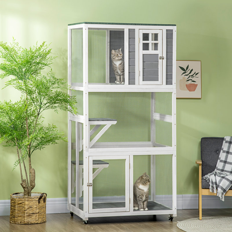 Maison d'extérieur pour chat 74 po, Gris