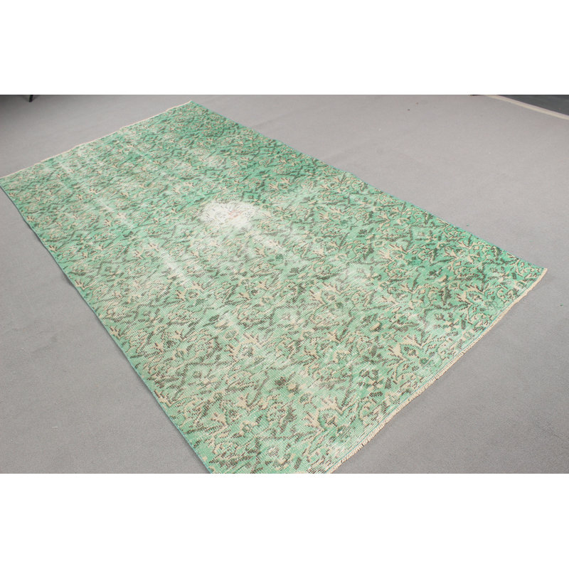 Tapis turc antique vert vif pour la décoration de la salle à manger et l'esthétique de la maison