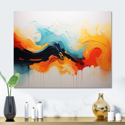 «Yellow Fractal Paint Wave Expression 4», art mural abstrait en métal MT134515
